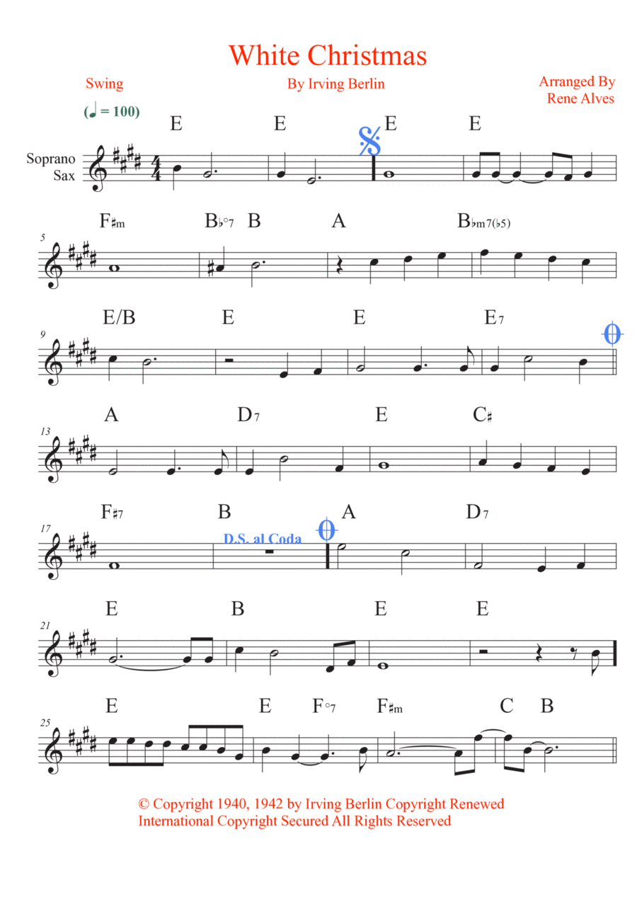 White Christmas White Christmas Soprano Saxophone scores gallery preview page 1