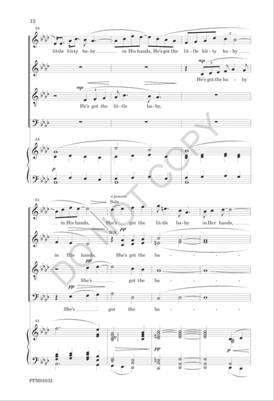 He's Got the Whole World in His Hands 4-Part scores gallery preview page 15