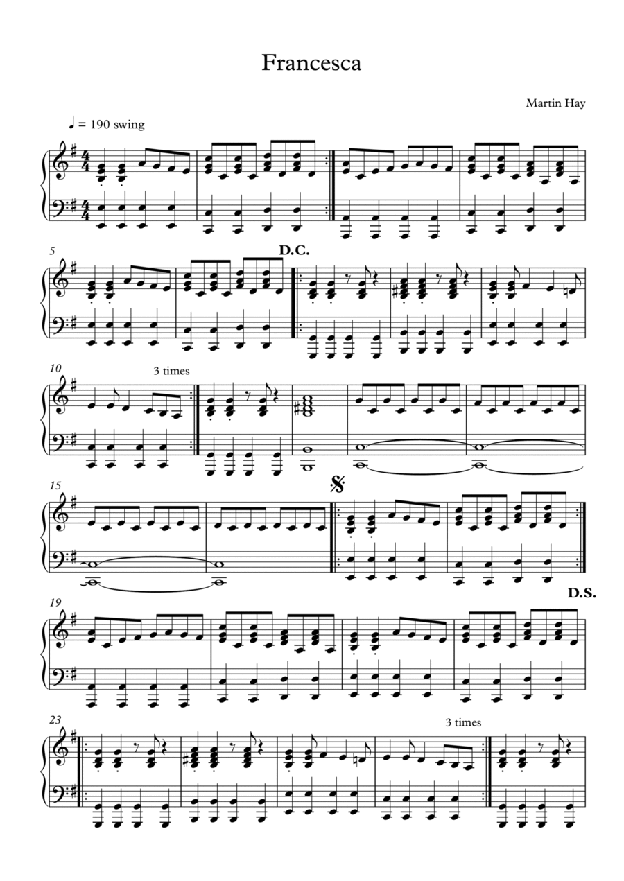 Francesca Piano Solo scores gallery preview page 1