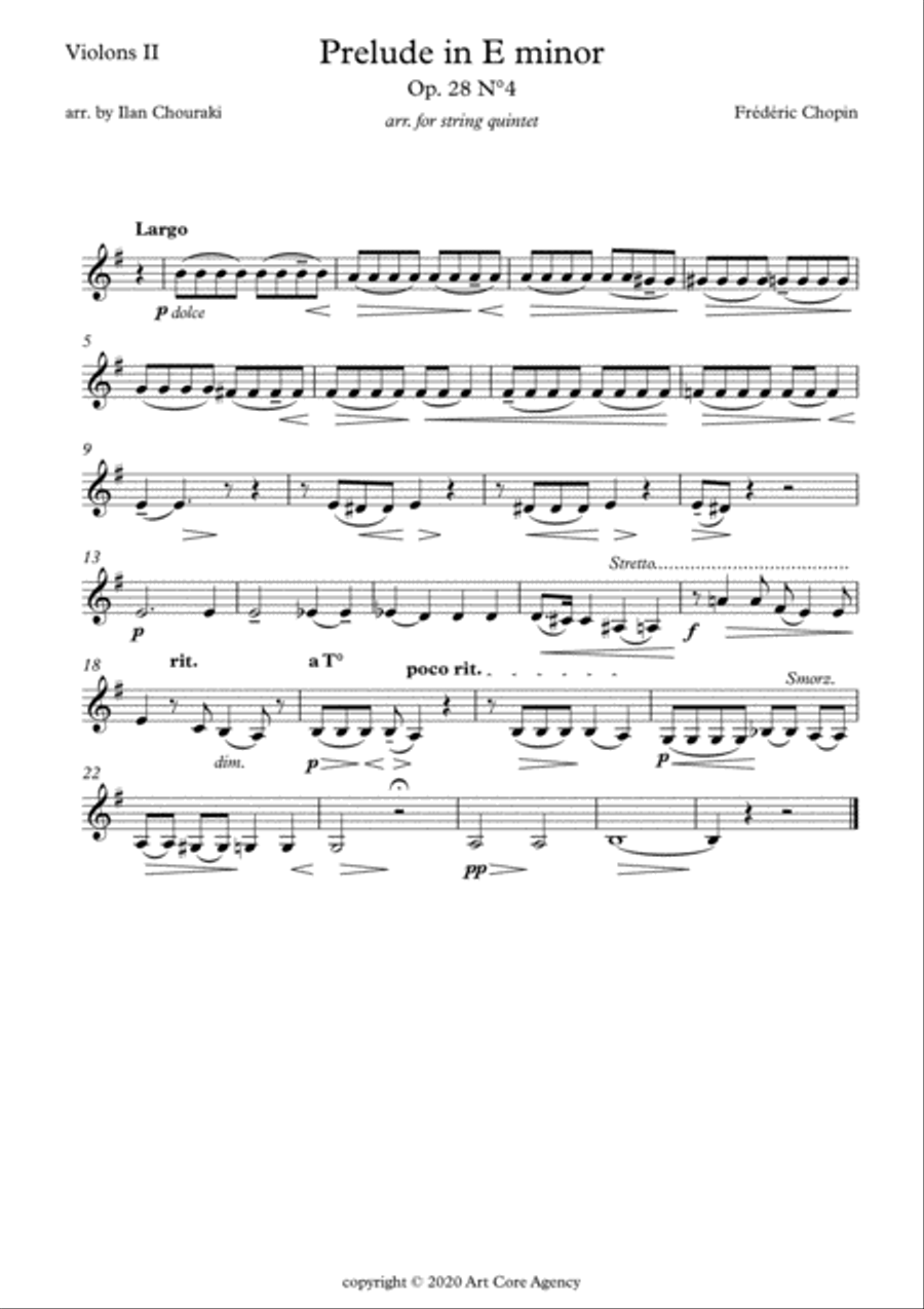 Prelude in E minor Op.28 n°4 for String Orchestra (Quintet) String Orchestra scores gallery preview page 4