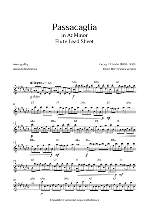 Passacaglia - Easy Flute Lead Sheet in A#m Minor (Johan Halvorsen's Version)