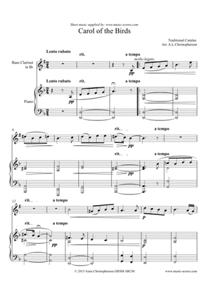 Carol of the Birds - Bass Clarinet and Piano