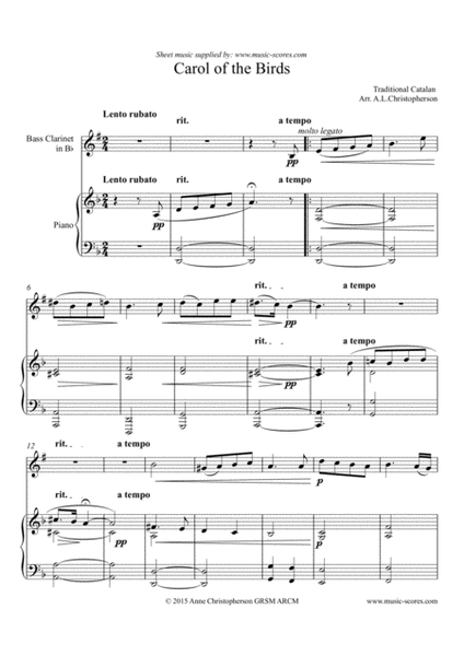 Carol of the Birds - Bass Clarinet and Piano image number null