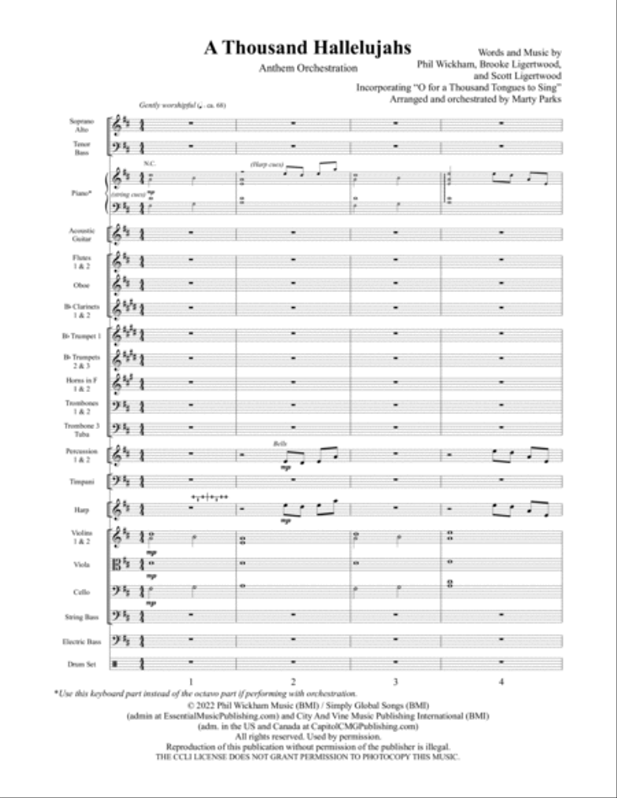 A Thousand Hallelujahs Orchestration 4-Part scores gallery preview page 2