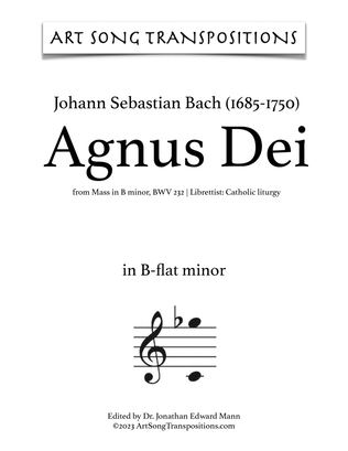 Book cover for BACH: Agnus Dei (transposed to B-flat minor)