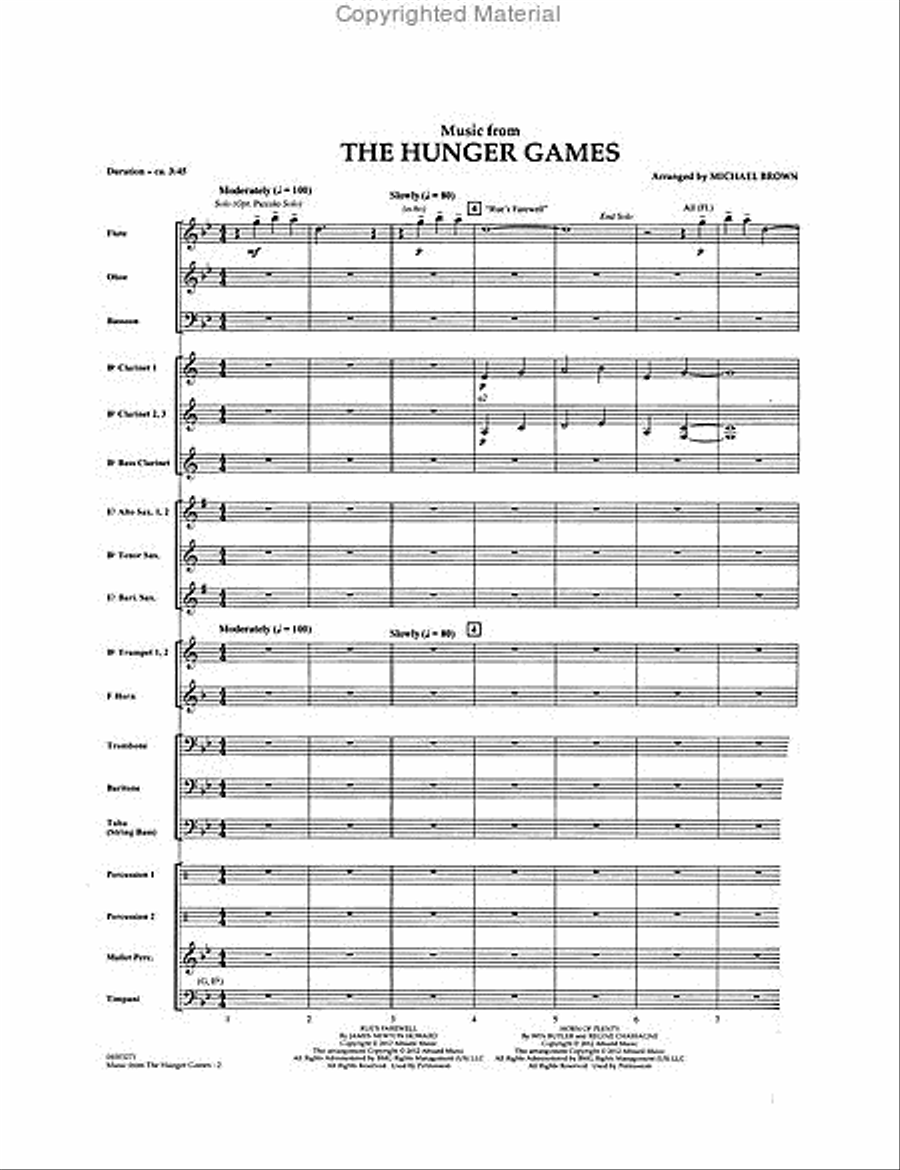 Music from The Hunger Games Concert Band scores gallery preview page 2