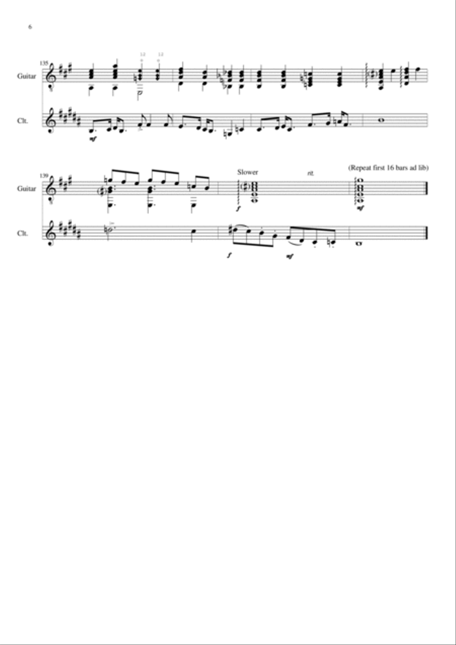 Bergamasca Variations for clarinet and guitar Clarinet scores gallery preview page 6