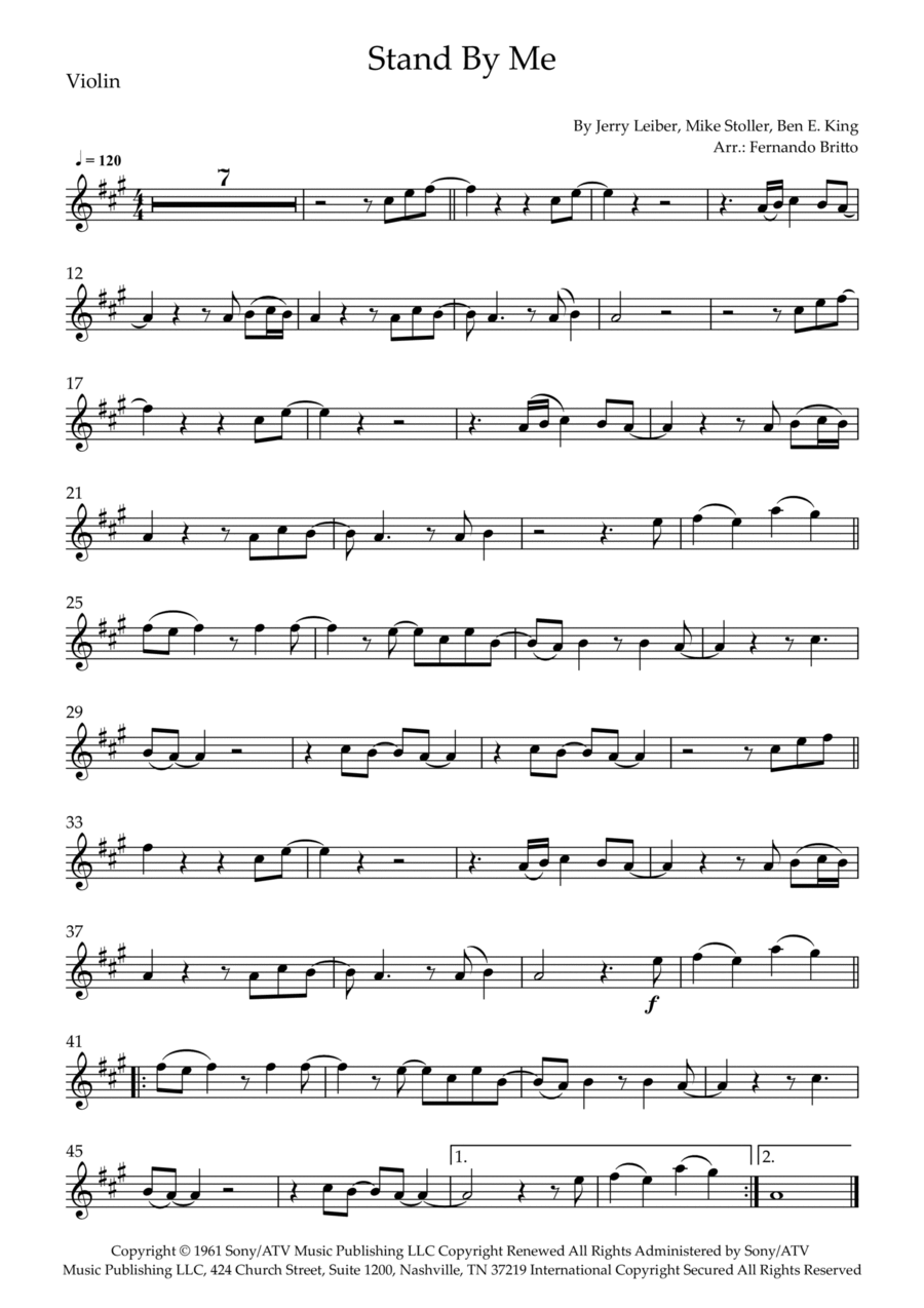Stand By Me Stand By Me Violin Solo scores gallery preview page 1