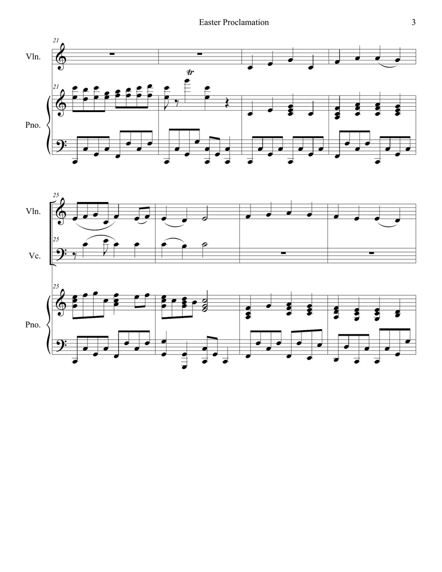Easter Proclamation (The Risen Christ) (Duet for Violin and Cello) Easter Proclamation (The Risen Christ) (Duet for Violin and Cello) Piano Trio scores gallery preview page 3