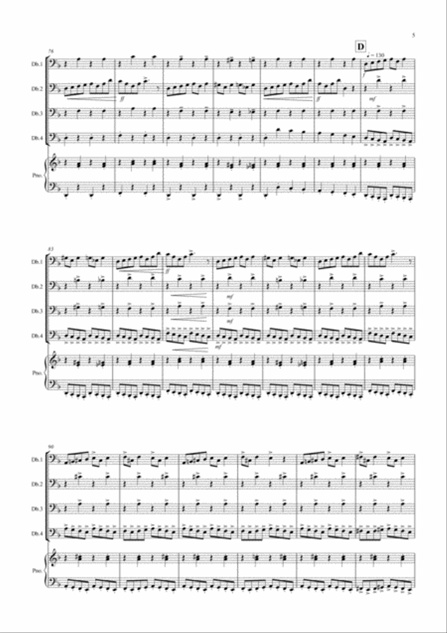 2 Classical Favourites for Double Bass Quartet (volume one) Double Bass scores gallery preview page 5