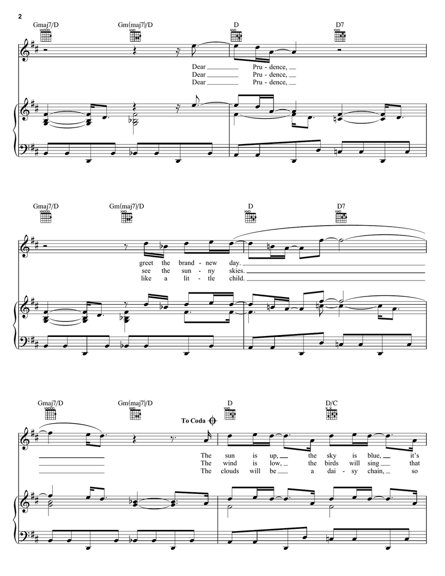 Dear Prudence Piano, Vocal, Guitar scores gallery preview page 2