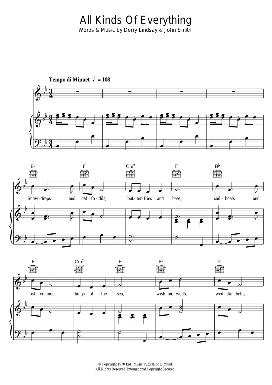 All Kinds Of Everything Piano, Vocal, Guitar scores gallery preview page 1