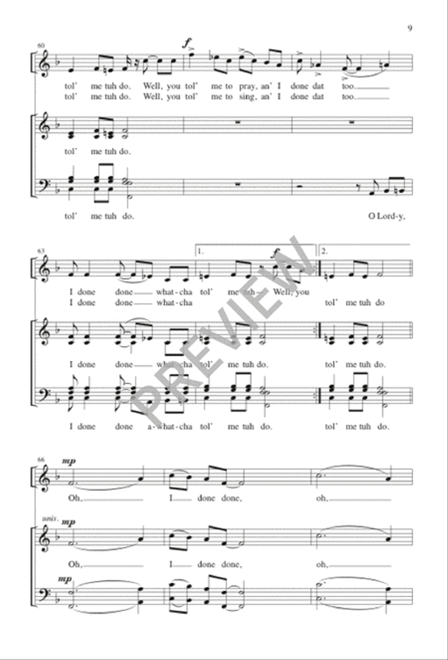 I Done Done What You Told Me to Do Choir scores gallery preview page 9