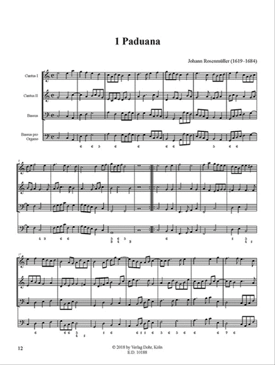 Instrumentalmusik in Drucken I: Paduanen, Studenten-Music u.a. Basso Continuo scores gallery preview page 2