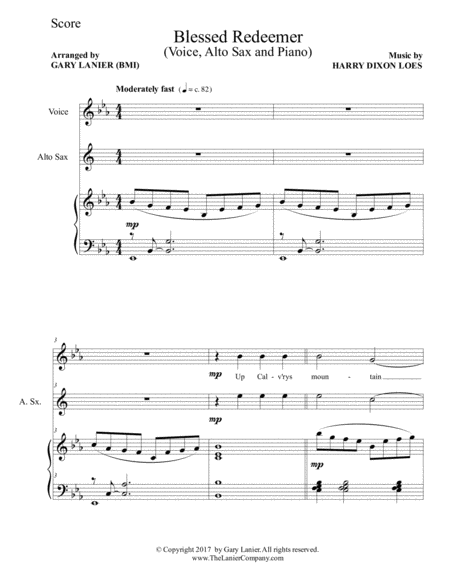 BLESSED REDEEMER(Voice, Alto Sax & Piano with Score/Parts) image number null