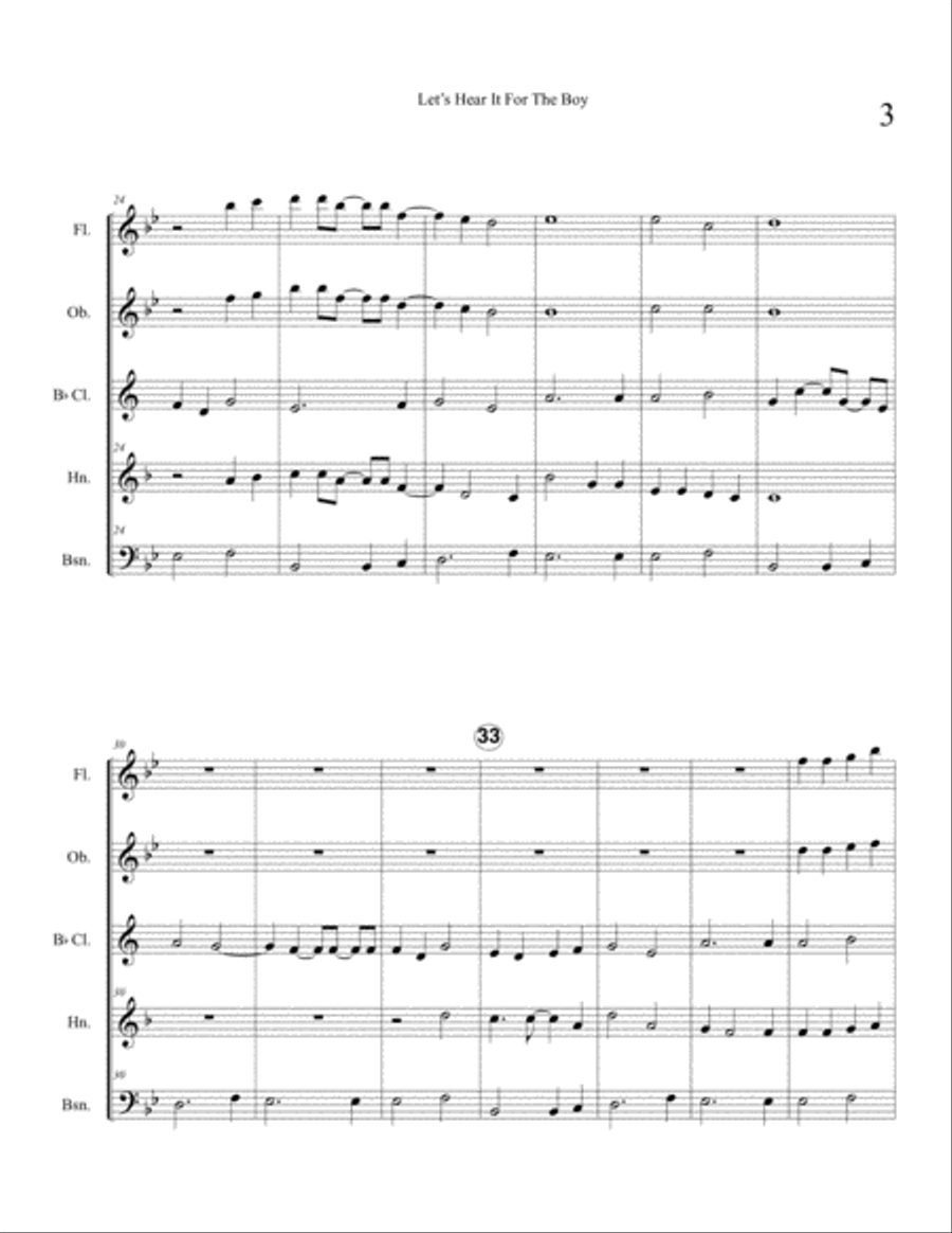 Let's Hear It For The Boy Woodwind Quintet scores gallery preview page 5