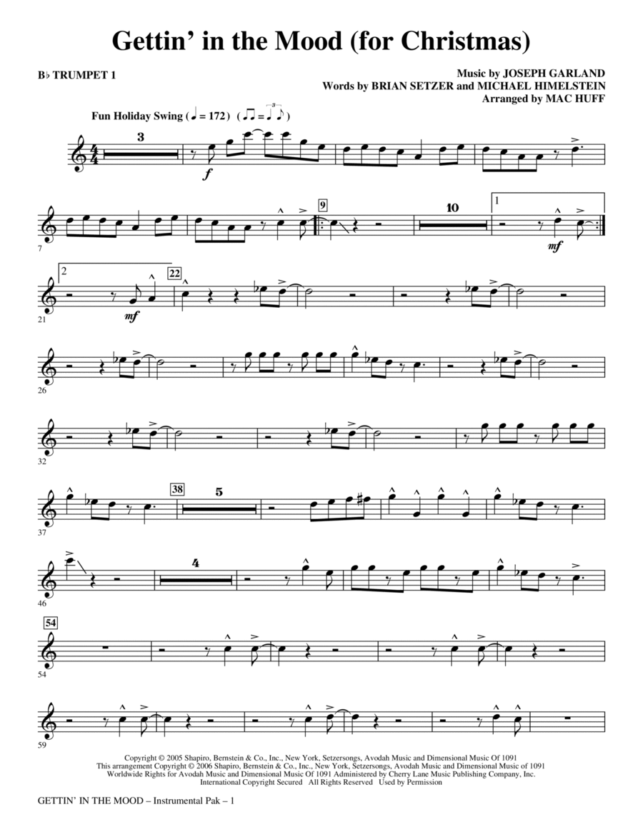 Gettin' In The Mood - For Christmas - Bb Trumpet 1 Choir scores gallery preview page 1