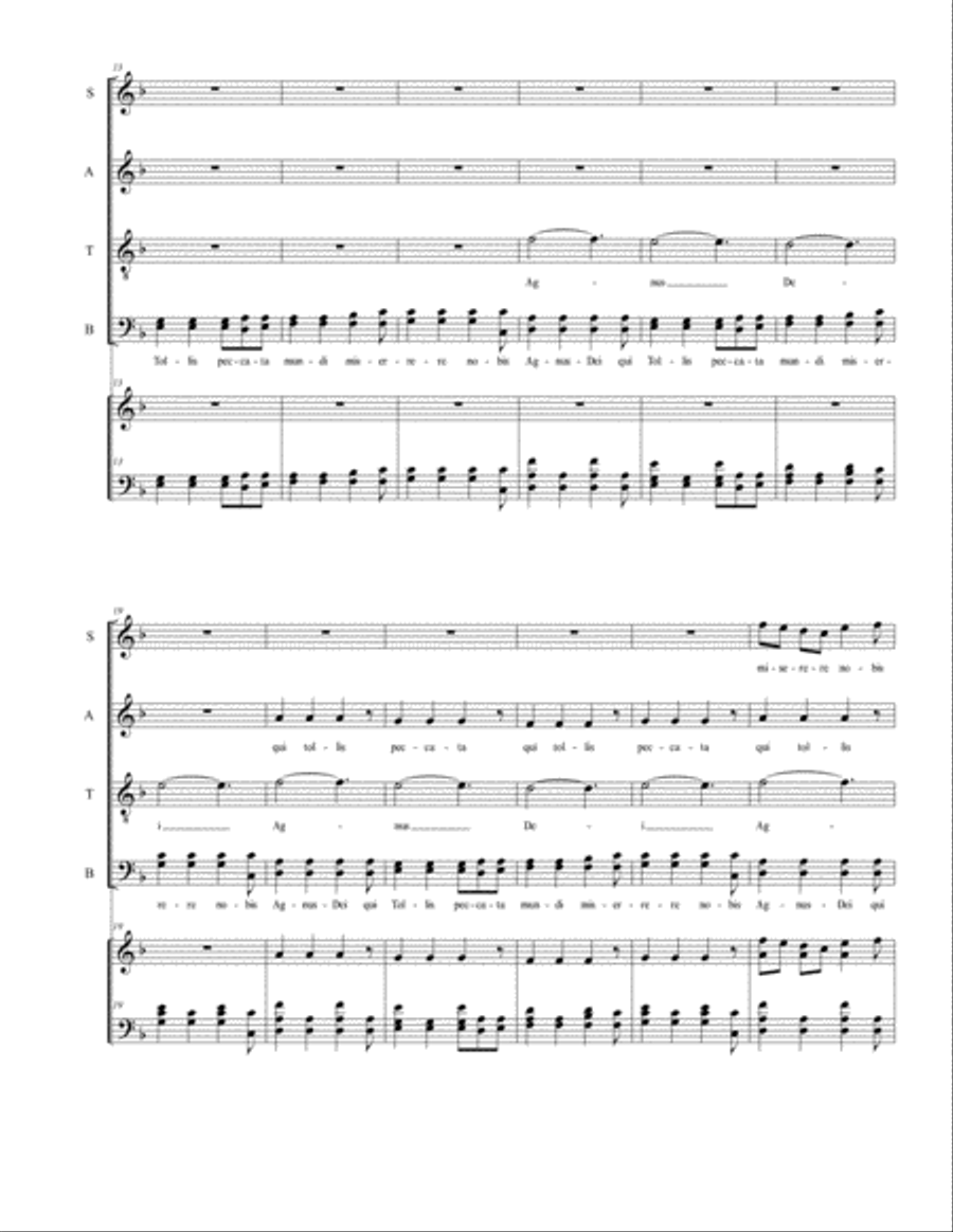 Agnus Dei From Missa Brevis in G minor 4-Part scores gallery preview page 2
