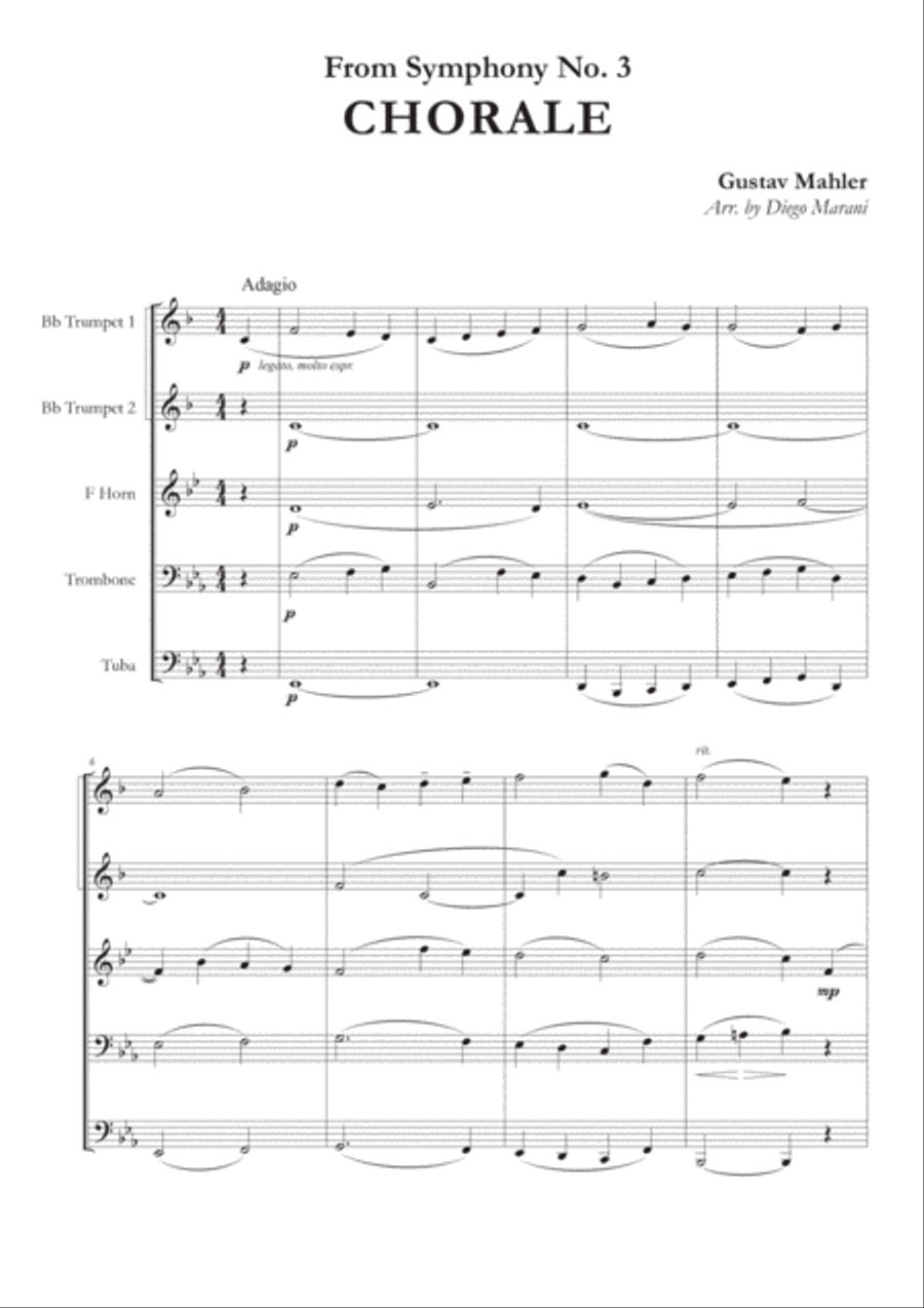 Chorale from Symphony No. 3 for Brass Quintet Brass Quintet scores gallery preview page 3