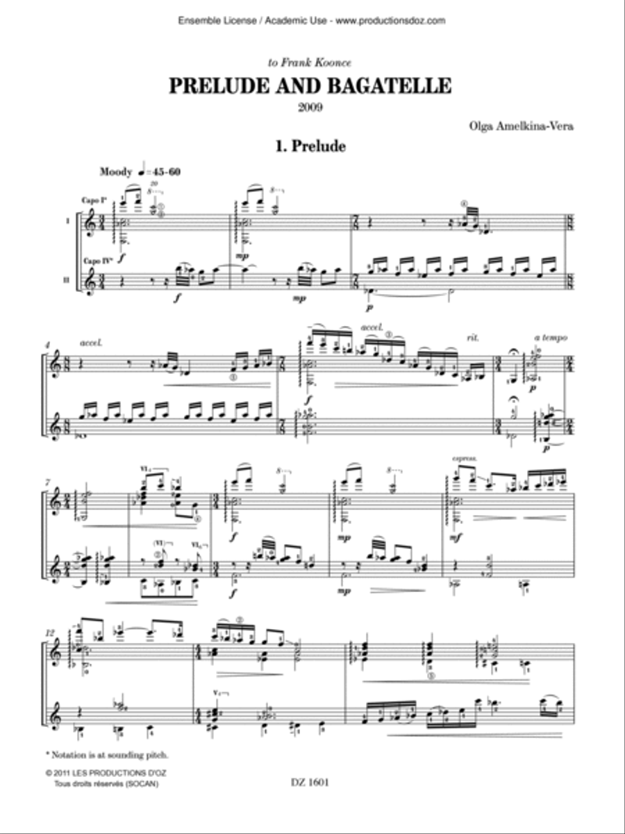 Prelude and Bagatelle Classical Guitar scores gallery preview page 3