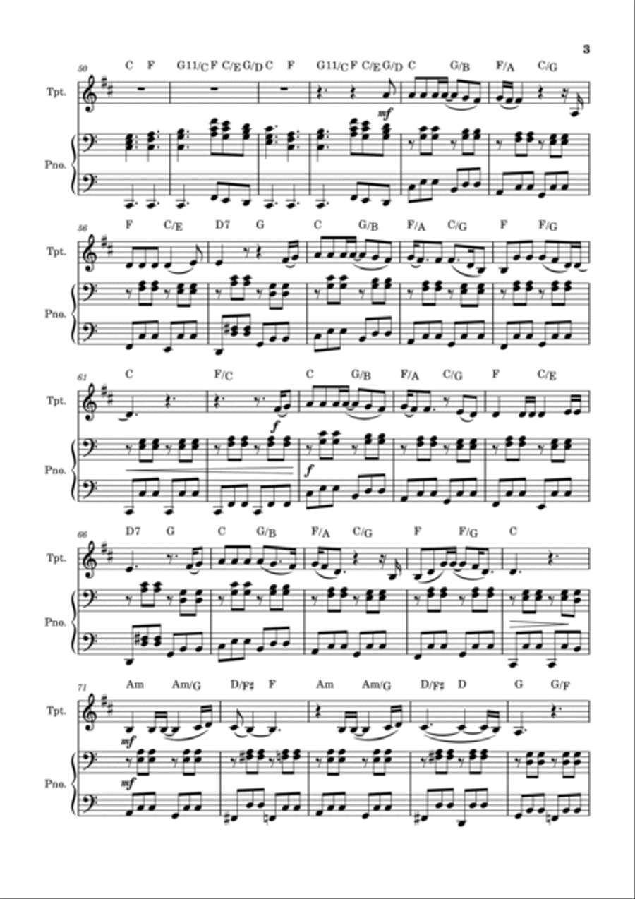 Piano Man B-Flat Trumpet scores gallery preview page 3