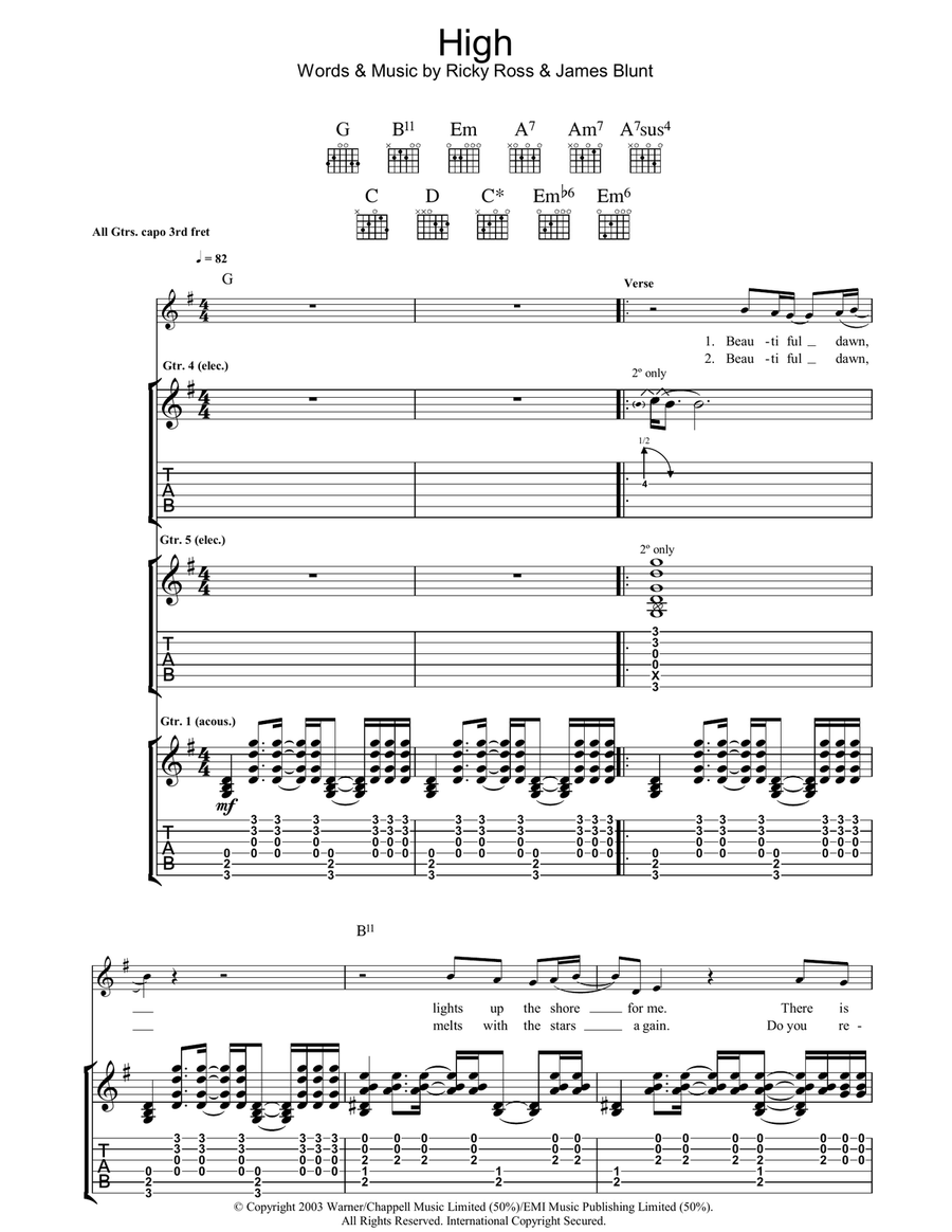 High Acoustic Guitar scores gallery preview page 1