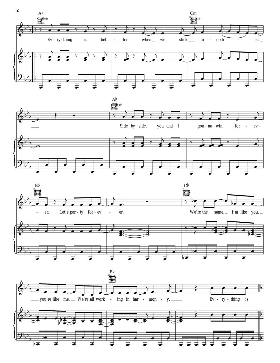 Everything Is Awesome (from The Lego Movie) (feat. The Lonely Island) Piano, Vocal, Guitar scores gallery preview page 2