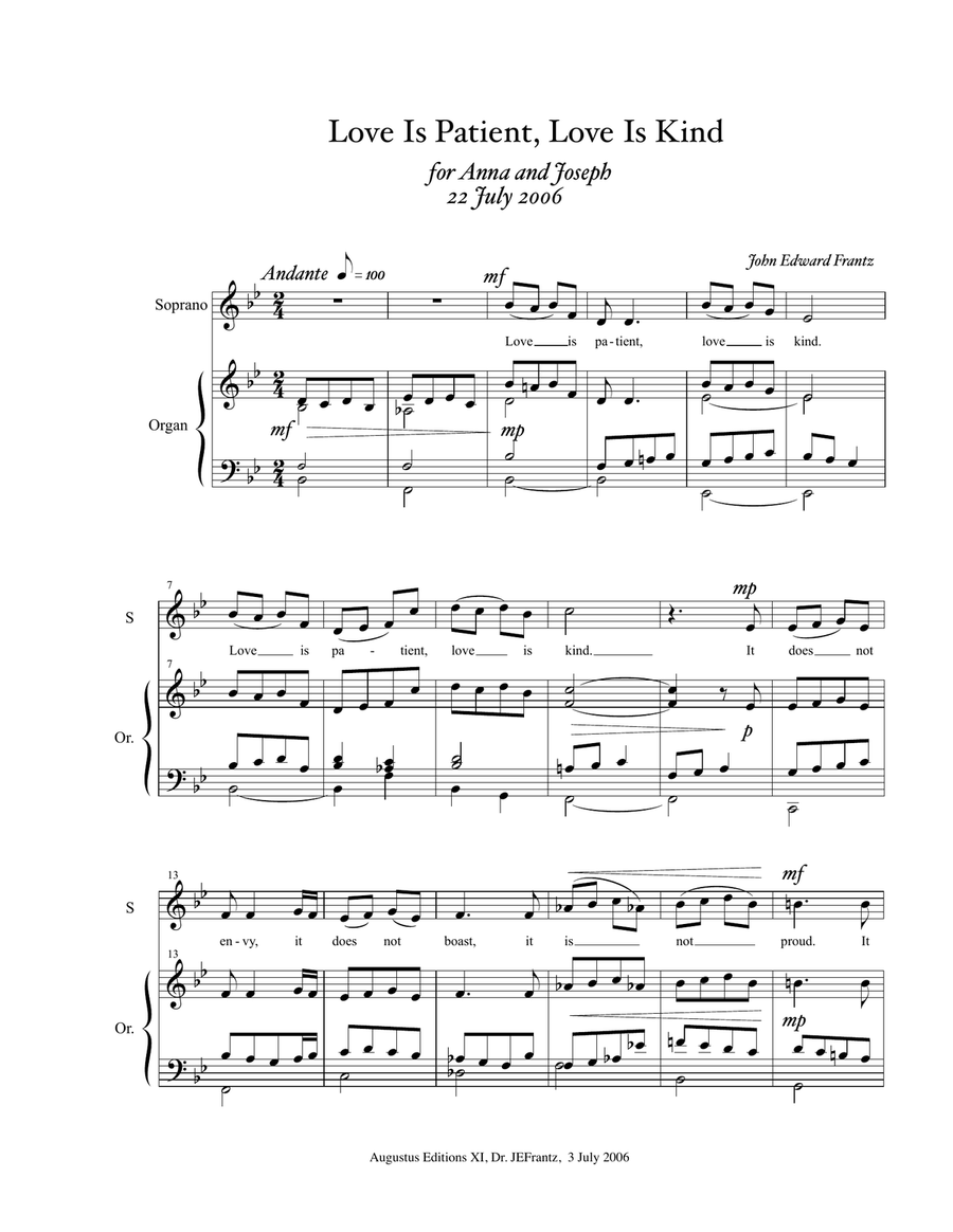Love is Patient, Love is Kind Soprano Voice scores gallery preview page 1