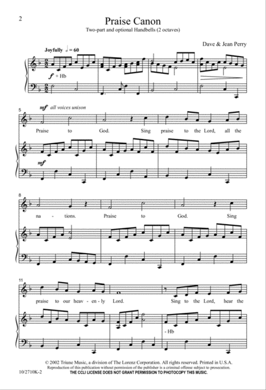 Praise Canon Praise Canon 2-Part scores gallery preview page 2