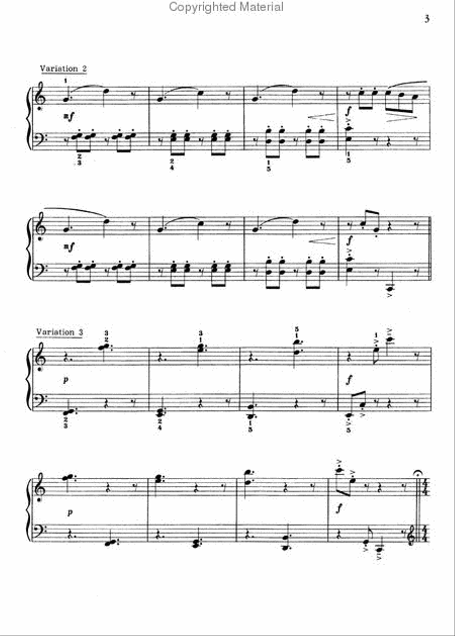 Chopsticks, Theme and Variations Piano Solo scores gallery preview page 3