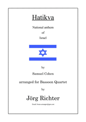 Hatikva (Nationalhymne Israels) für Fagott Quartett
