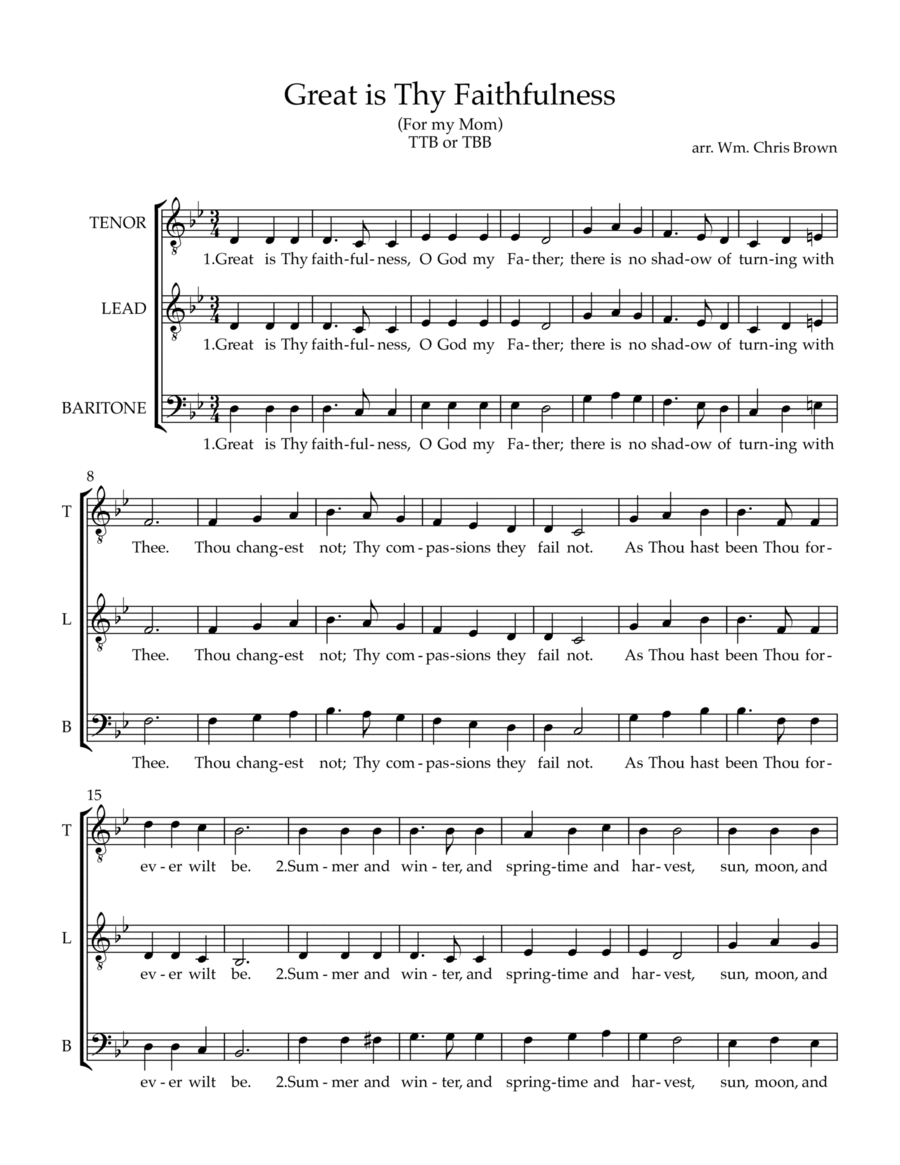 Great is Thy Faithfulness TTBB scores gallery preview page 1