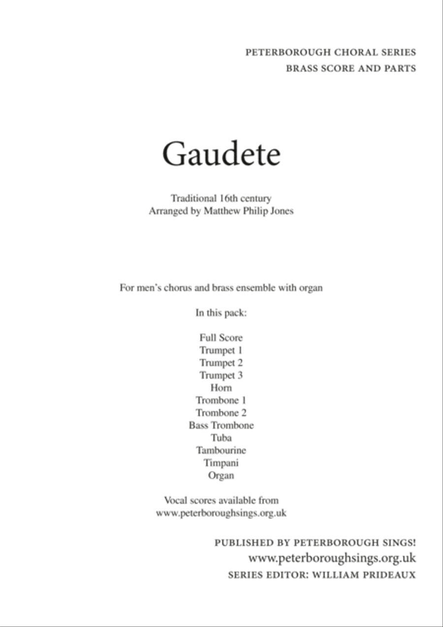 Gaudete TTBB Brass Accompaniment Score and Parts TTBB scores gallery preview page 1