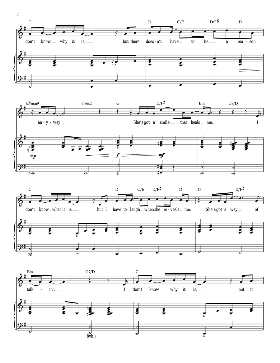 She's Got A Way Piano, Vocal scores gallery preview page 2