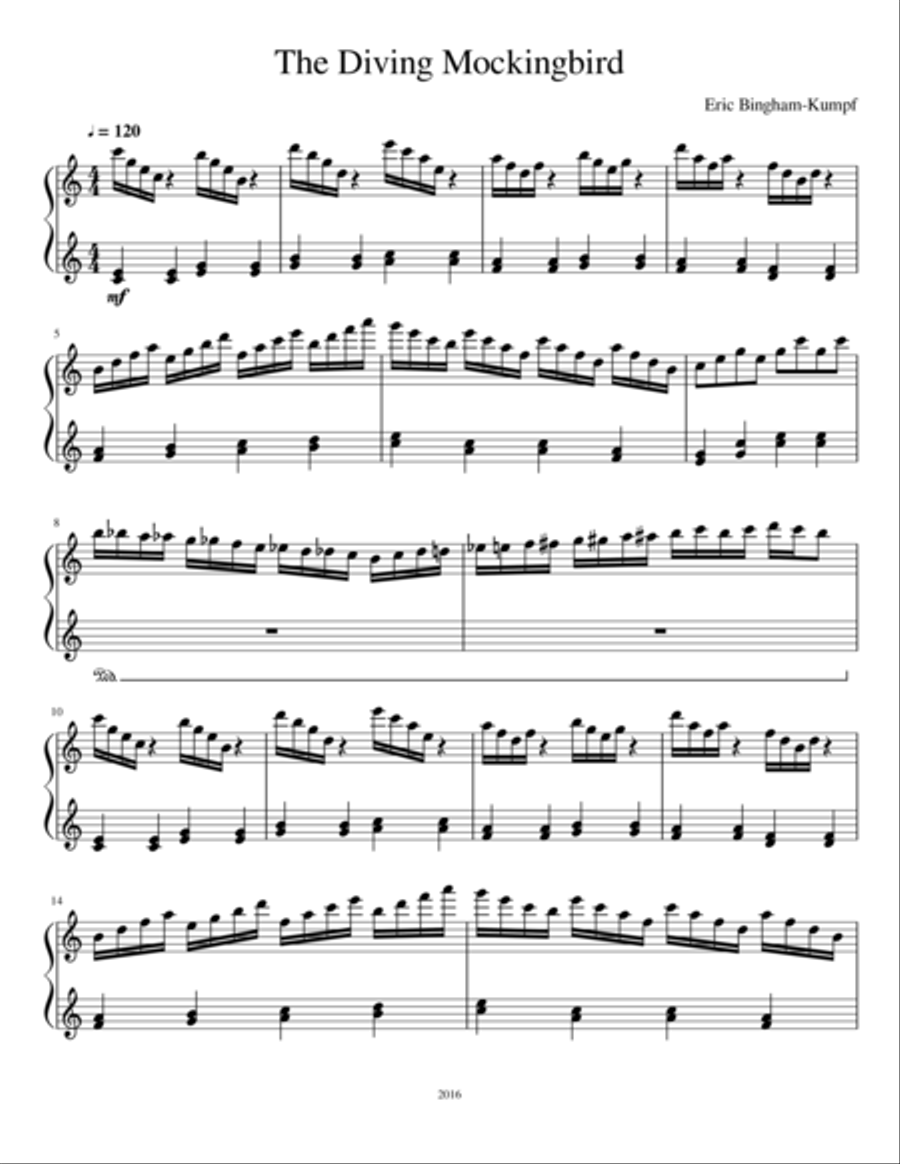 The Diving Mockingbird Piano Solo scores gallery preview page 1