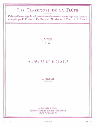 Book cover for Adagio et Presto - Classiques No. 78