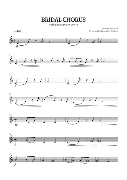 Wagner • Here Comes the Bride (Bridal Chorus) from Lohengrin | french horn sheet music image number null