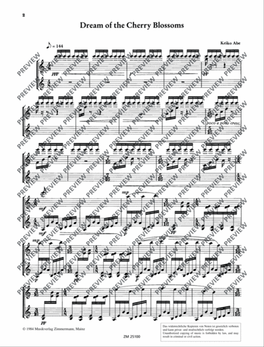 Dream of the Cherry Blossoms Marimba scores gallery preview page 3