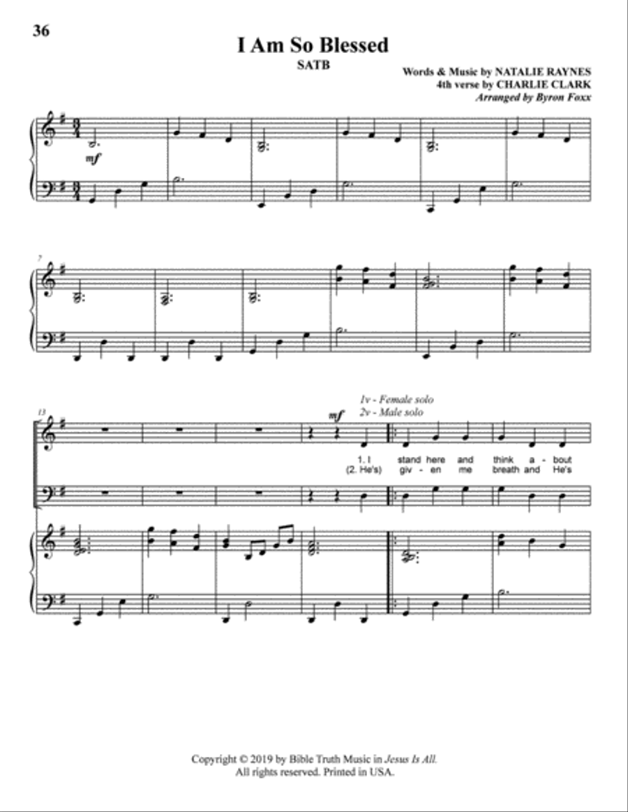 I Am So Blessed I Am So Blessed 4-Part scores gallery preview page 1