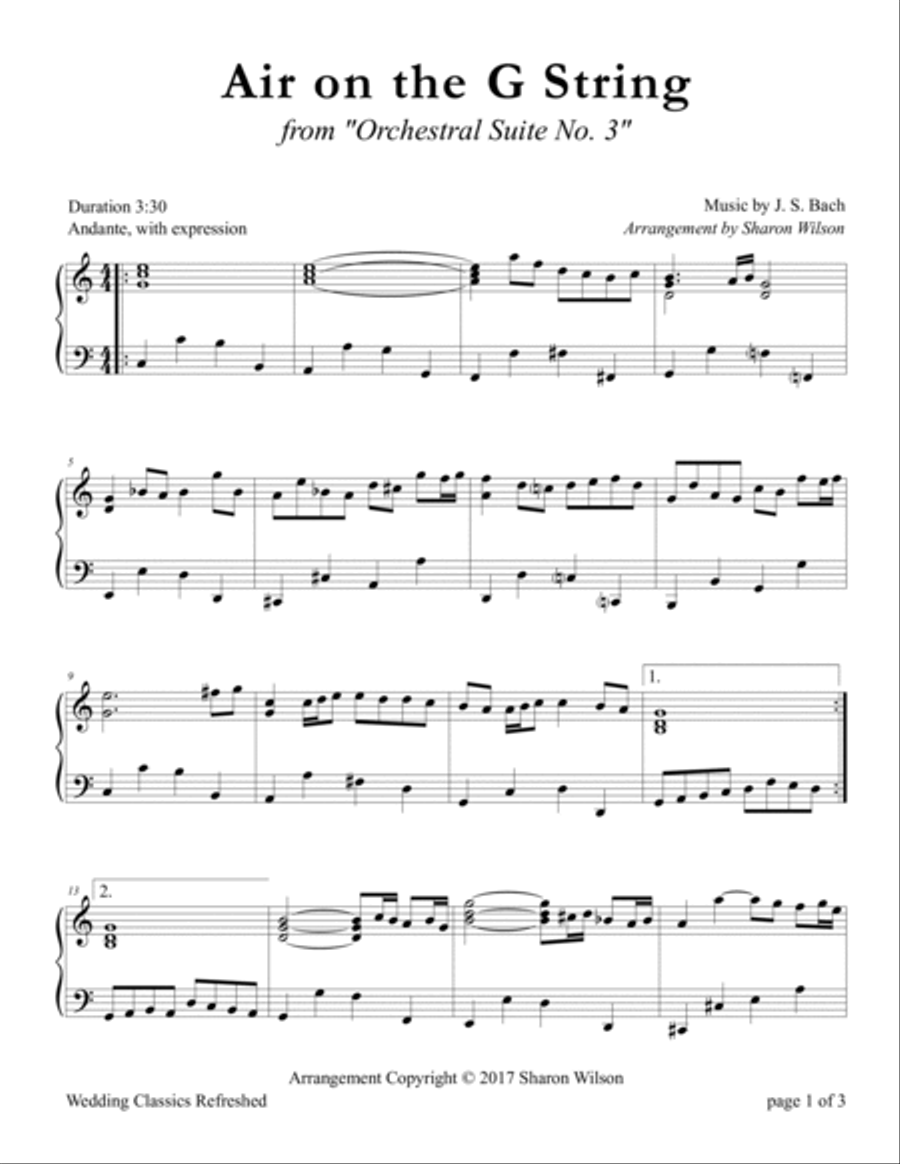 Air on the G String Piano Solo scores gallery preview page 2