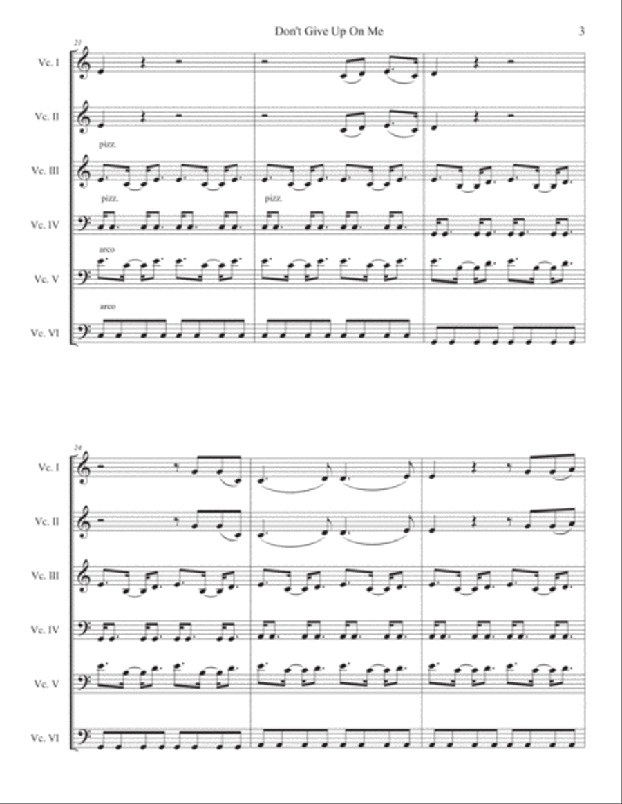 Don't Give Up On Me Cello scores gallery preview page 3