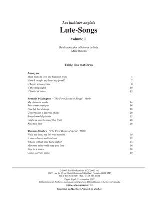 Book cover for Lute-Songs, vol. 1