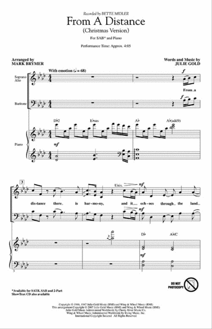 From a Distance (Christmas Version) 3-Part scores gallery preview page 2