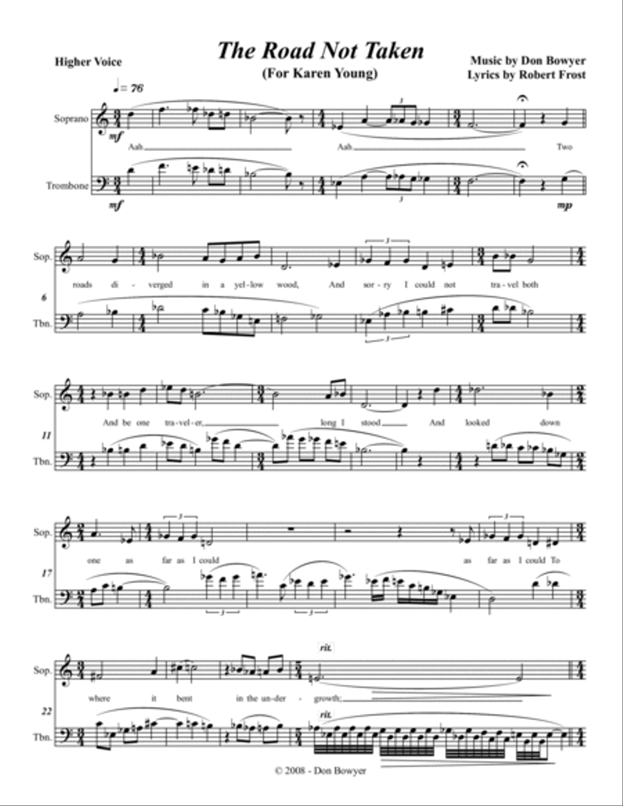 The Road Not Taken - Higher Voice Range (Letter size) Trombone Duet scores gallery preview page 2