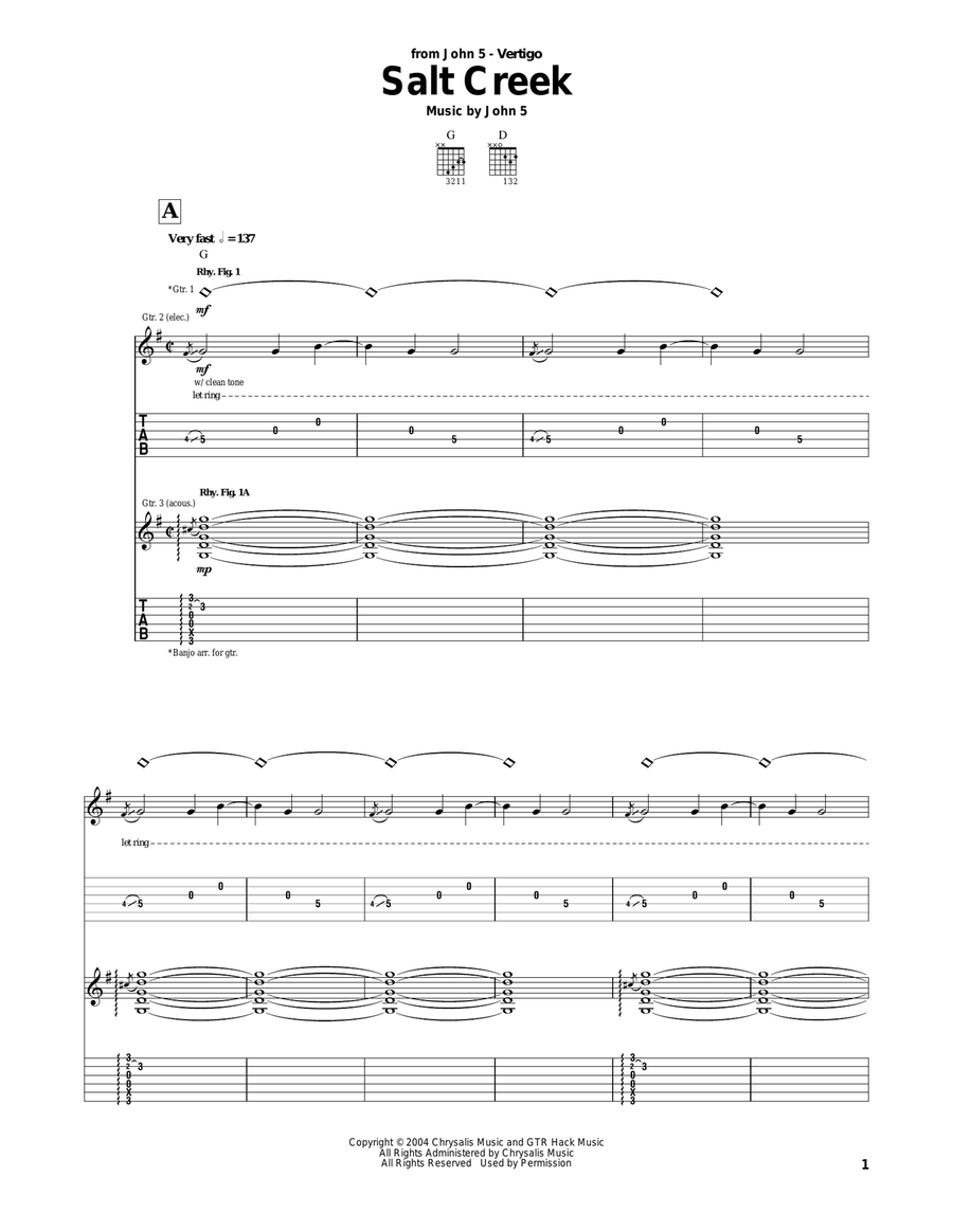 Salt Creek Salt Creek Electric Guitar scores gallery preview page 1