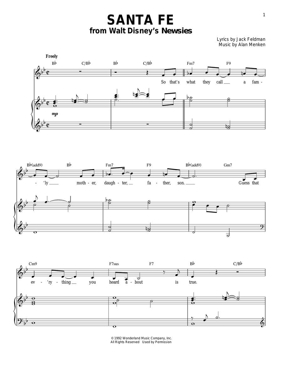 Santa Fe Piano, Vocal scores gallery preview page 1