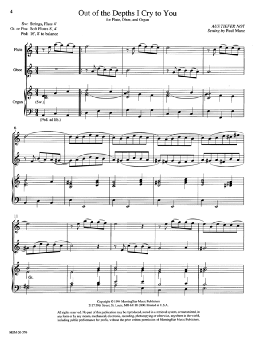 Two Lenten Hymns for Flute, Oboe and Organ Flute scores gallery preview page 4