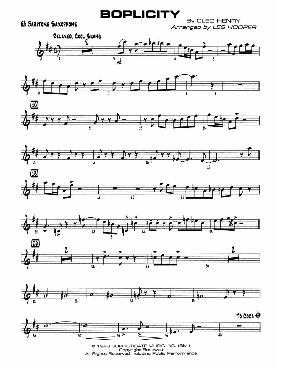 Boplicity: E-flat Baritone Saxophone