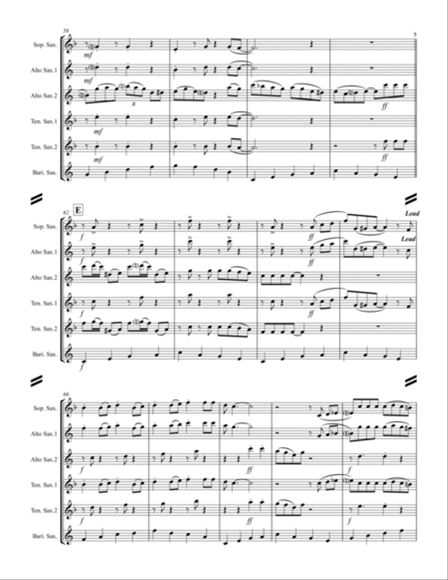 Boogie Woogie Bugle Boy Saxophone Quintet scores gallery preview page 6