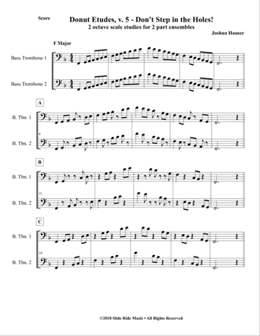 Donut Etudes v5 - Scale Duets for 2 Bass Trombones Trombone Duet scores gallery preview page 3